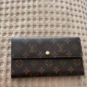 Louis Vuitton Brown Monogram Continental Wallet with Gold Button